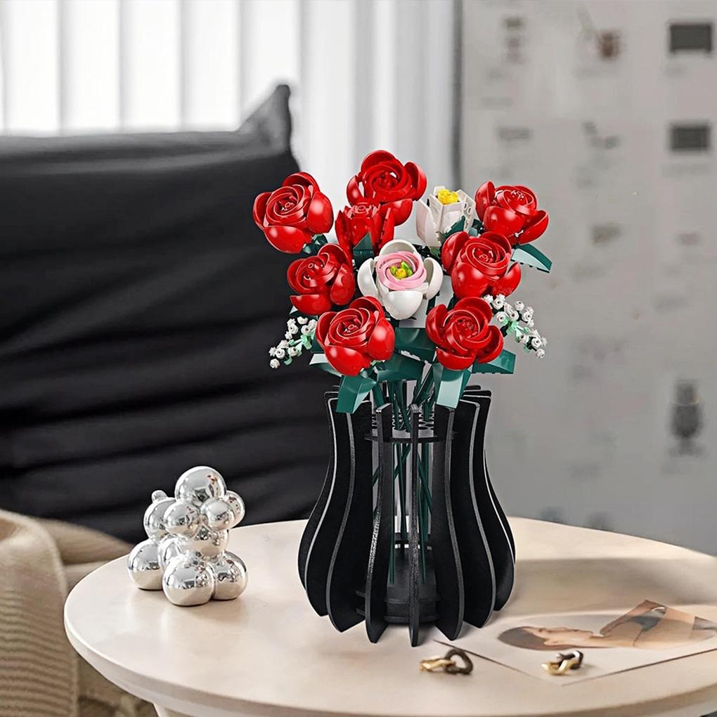3D Wooden Puzzle Vase for Flowers Vase Bouquet Building Set DIY Wooden Puzzle Craft Hobbies Kit Home Bedroom Decor Gift