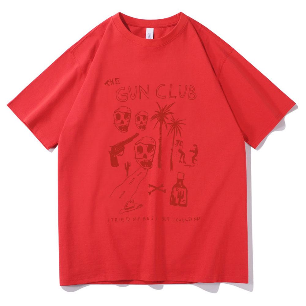 

The Gun Club Tshirts Men Women Casual Oversized Tshirt Male Vintage Punk Rock Short Sleeve T Shirts Mens Hip Hop Streetwear S