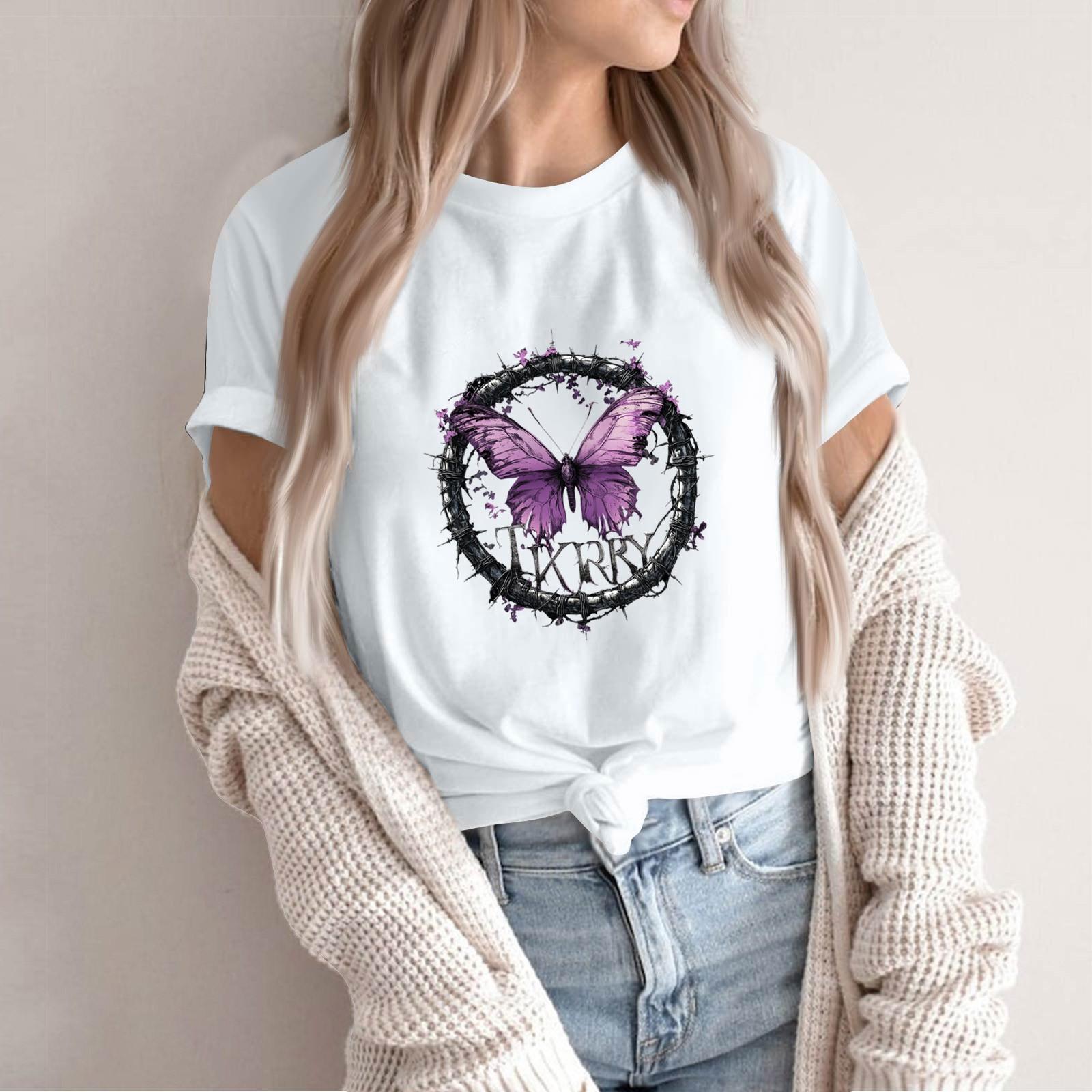 

Женская футболка с круглым вырезом и коротким рукавом, повседневная, с принтом XXXL белый