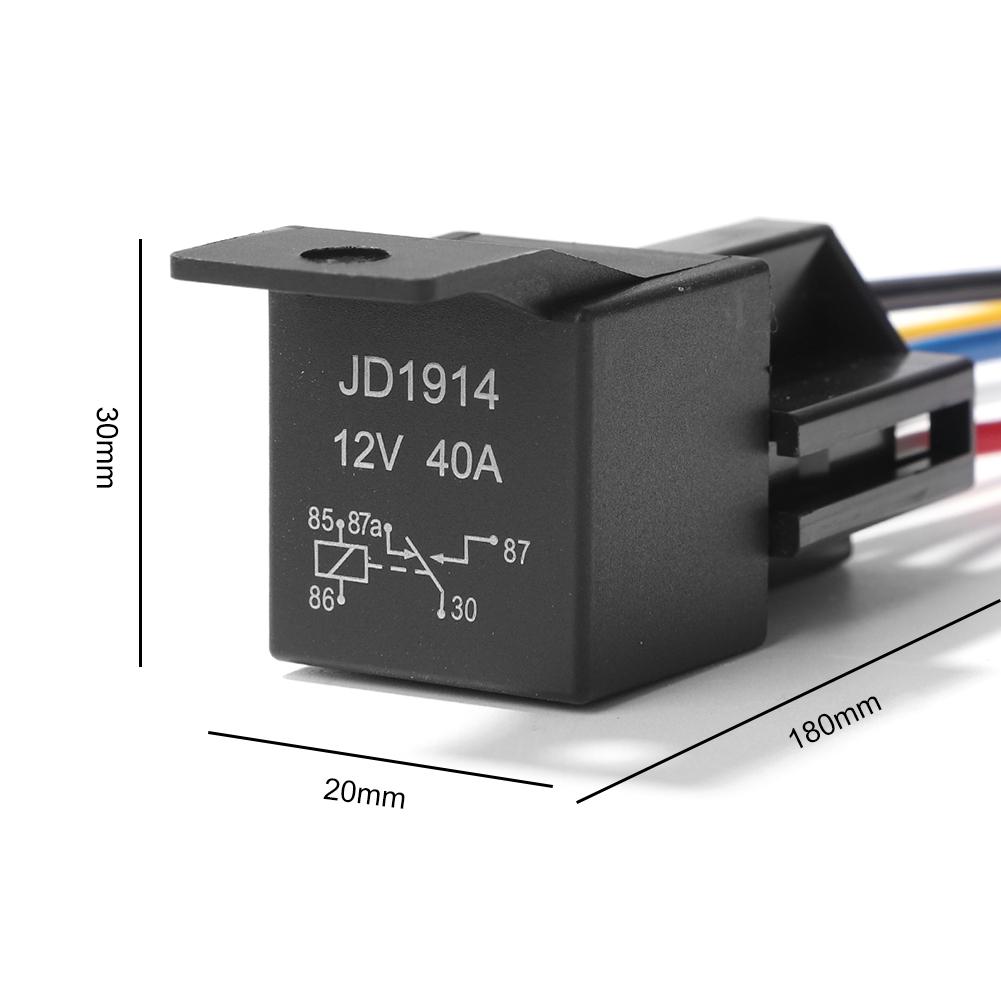 5ks vodotěsné automobilové relé 12V 24V 5pinové 40A s černočervenou měděnou svorkou, zásuvka pro automatické relé, SPDT kabelový svazek
