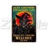 Vintage Halloween Black Cat Witch Magic Retro Metal Tin Signs Spooky Home Wall Decor