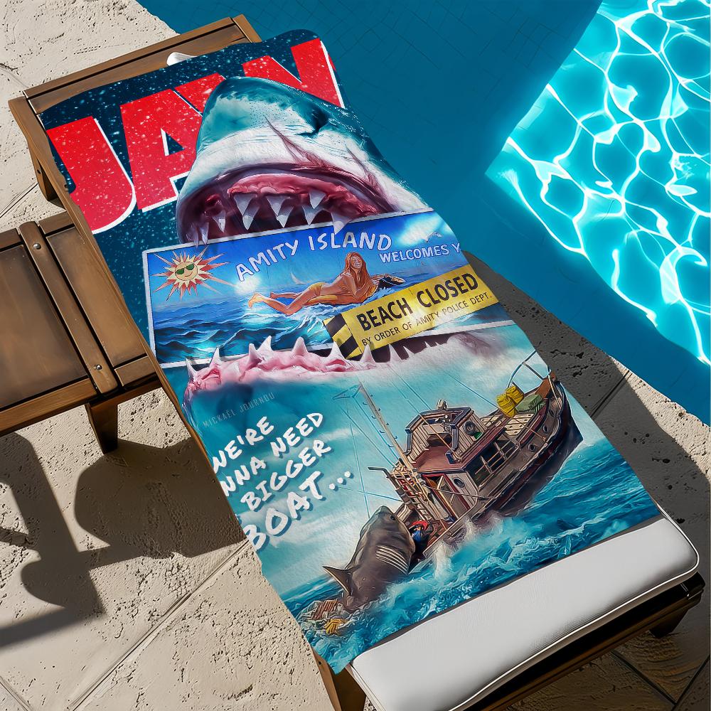 Classic Movie J-jaws Towel Beach Quick Dry Soft Pool Towels Gift for Travel Gym Shower Camping sports