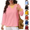 European and American Foreign Trade Autumn and Winter New Round Neck Contrasting Color Loose Long-sleeved Sweater Women's Top