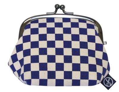 [Maeda Senko] [Goshiki Hanpu-do Indigo Series] 3.5-inch Clasp Purse, Indigo Checkered Pattern, 332-41240-020
