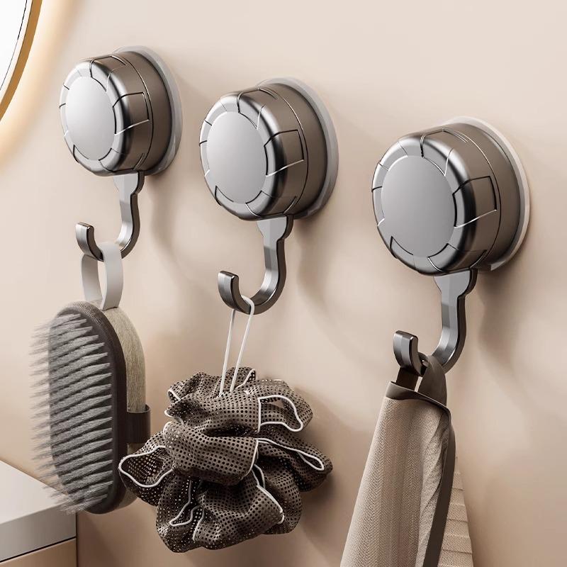 Bag & Clothes No-Drill Adhesive Hook: Traceless, Strong Vacuum Suction for Bathroom Use