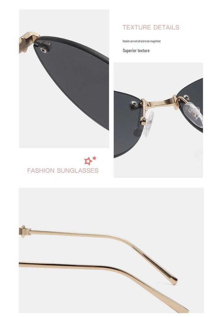 Trendy Unisex Cat Eye Sunglasses with Metal Rivet Legs - Kuaishou Style