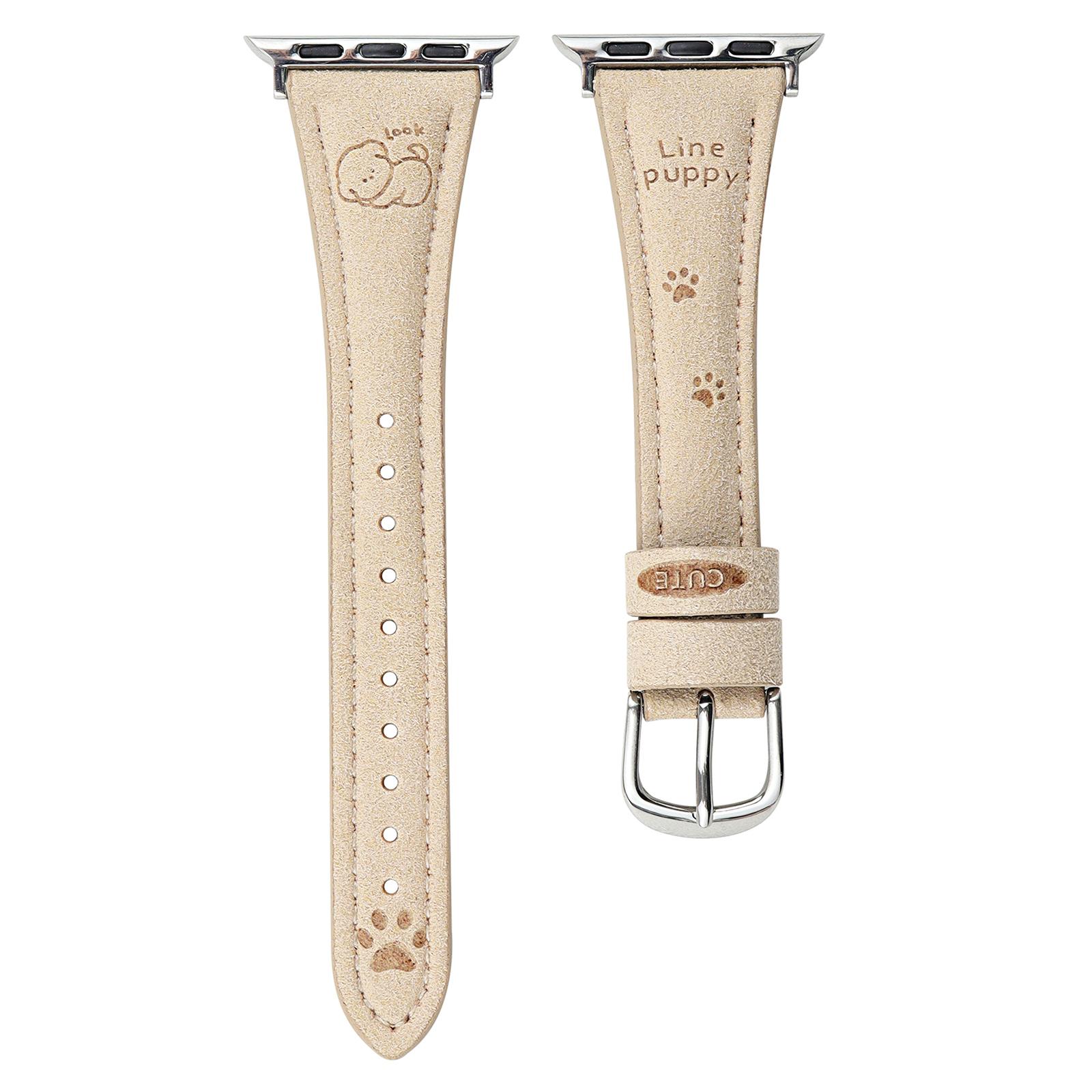 

Dog Pattern Leather Band for Apple Watch Series 10 Ultra 9 8 7 SE 6 5 4 3 2 1 46mm 49mm 45mm 44mm 42mm Apricot