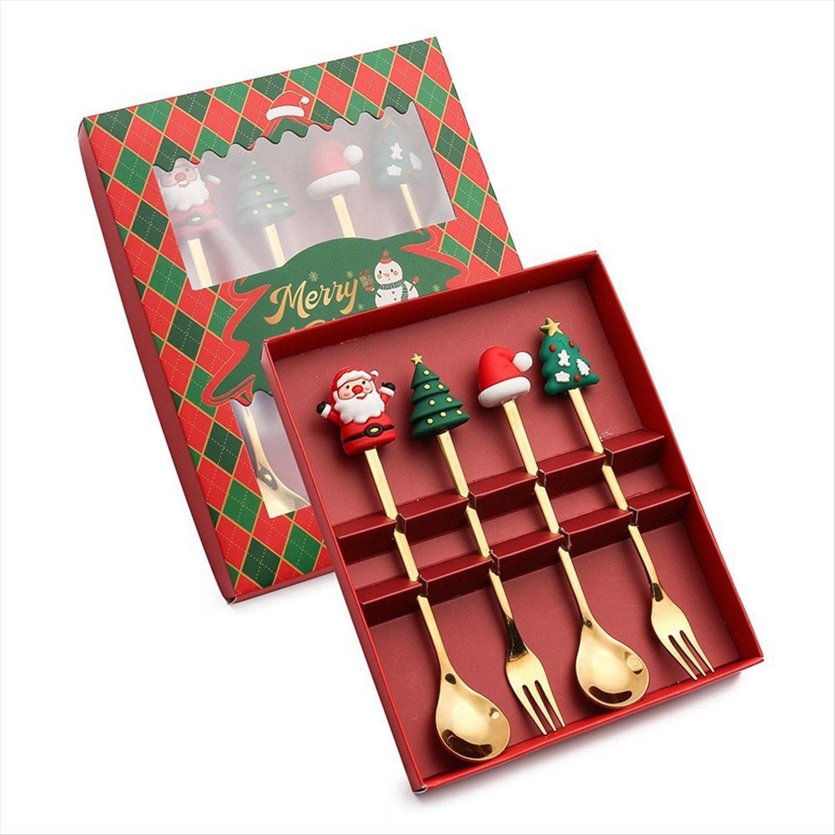 BAAU Christmas Set Gift Tableware Spoon & Fork Set Dessert Spoon Fruit Fork Coffee Spoon Tableware Set B NONE