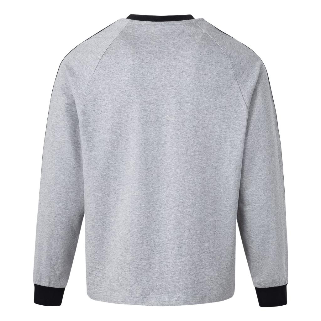 Adidas Originals Klasické Pánské Pruhované Tričko s Dlouhým Rukávem Medium-Heather-Gray Černá KE5826