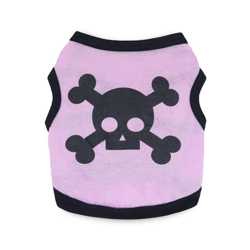 Pet Skull Print Cotton Vest for Cats & Dogs - Spring/Summer Halloween Style