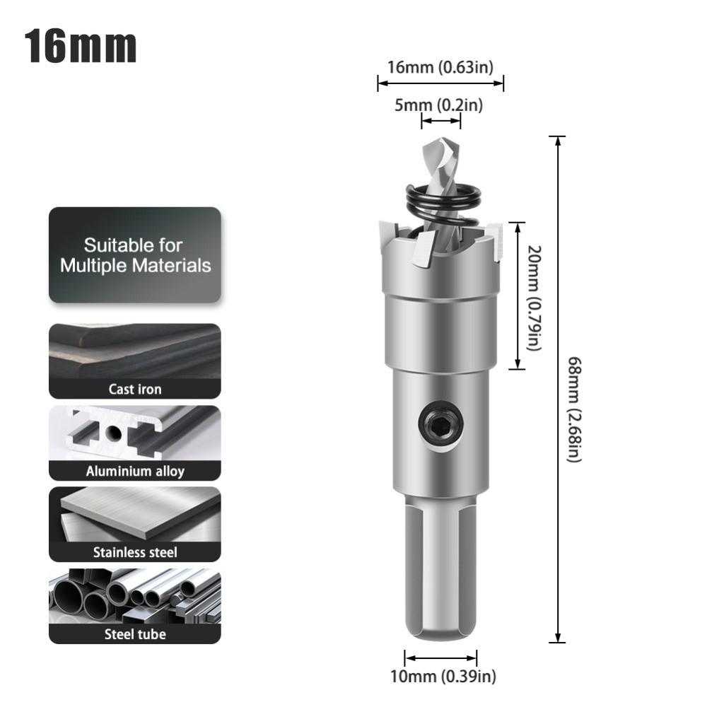 Carbide Hole Opener 16mm Size Metal Hole Cutter Durable Drill Bit  For Hard Metal