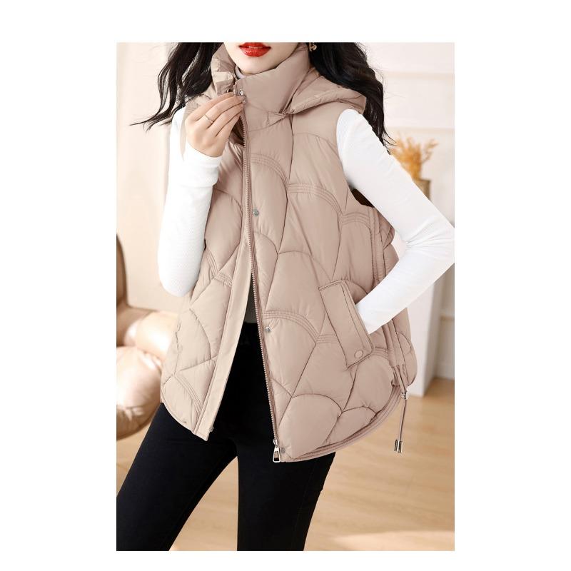 Women's Jacket Down Cotton Autumn and Winter Temperament Stand-up Collar Horse Clip Short Shoulders