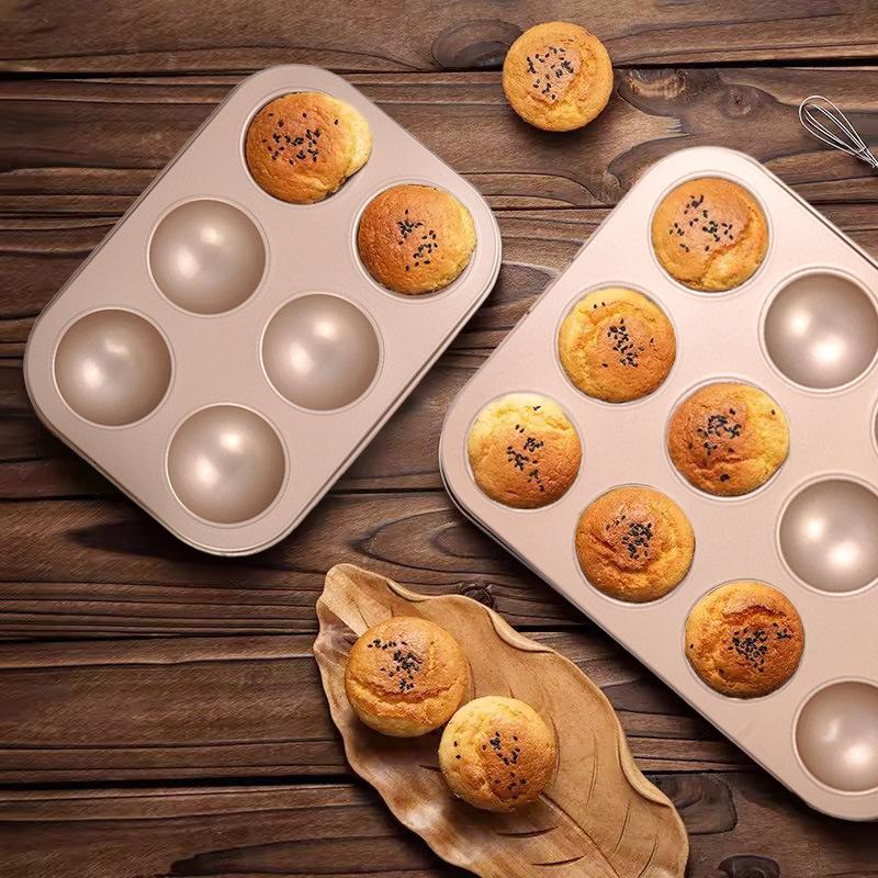 6 Cavity Small Muffin Pan Diy Carbon Steel Mini Baking Molds Easy Release Non-Stick Cupcake Baking Mould
