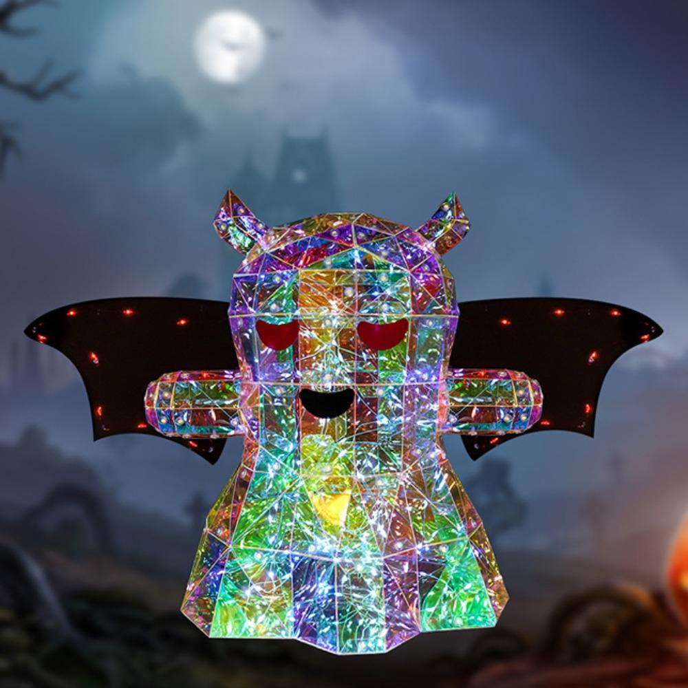 Cartoon Crafts Decor Iridescent LED Light Up Figurines Ornaments Halloween Spooky Festival Christmas Party Gift for Kids Friends