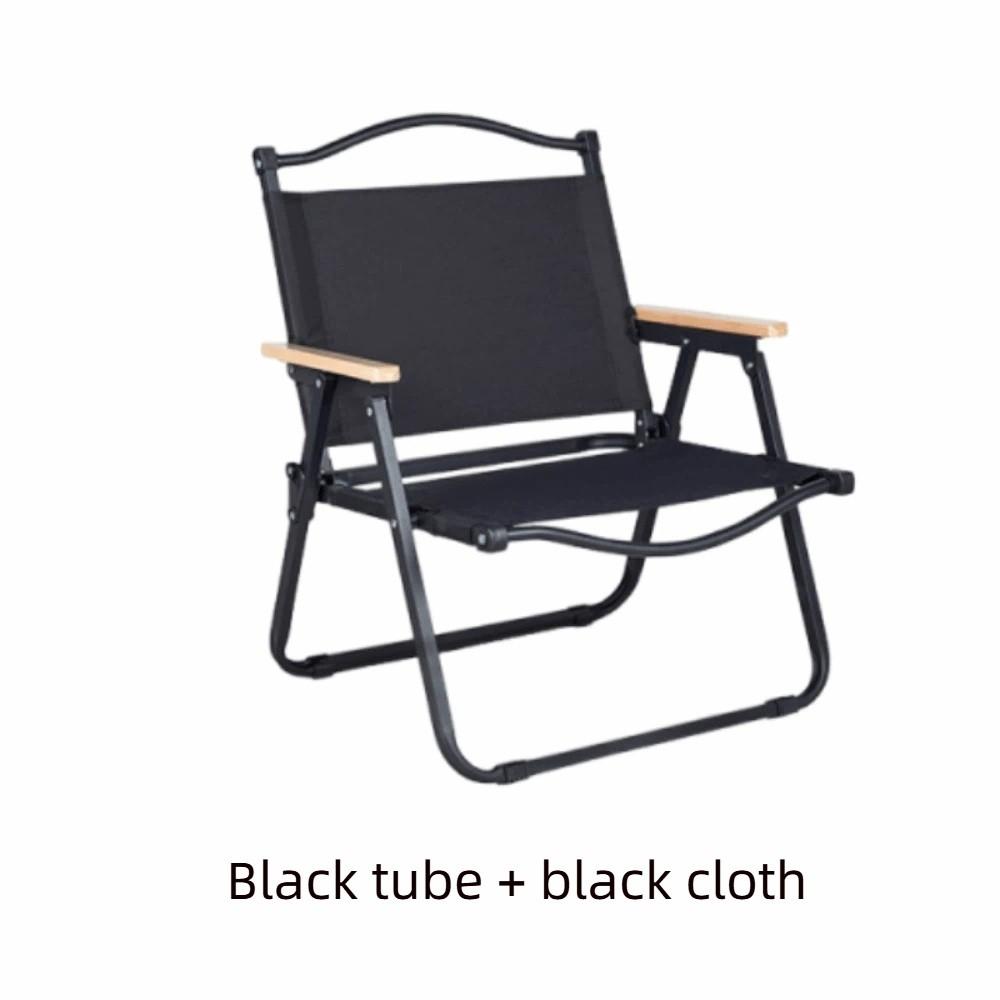 Wood Grain Camping Folding Chair Comfortable Armrest Durable Picnic Fishing Chair Carbon Steel Sturdy Kermit Chair