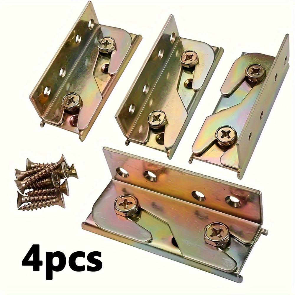 

4 шт. кронштейнов для направляющих кровати, сверхпрочные и долговечные, простая установка без врезных отверстий, нескользящая опора для каркаса кровати, в комплект входят винты для удобной сборки 4pcs+screws