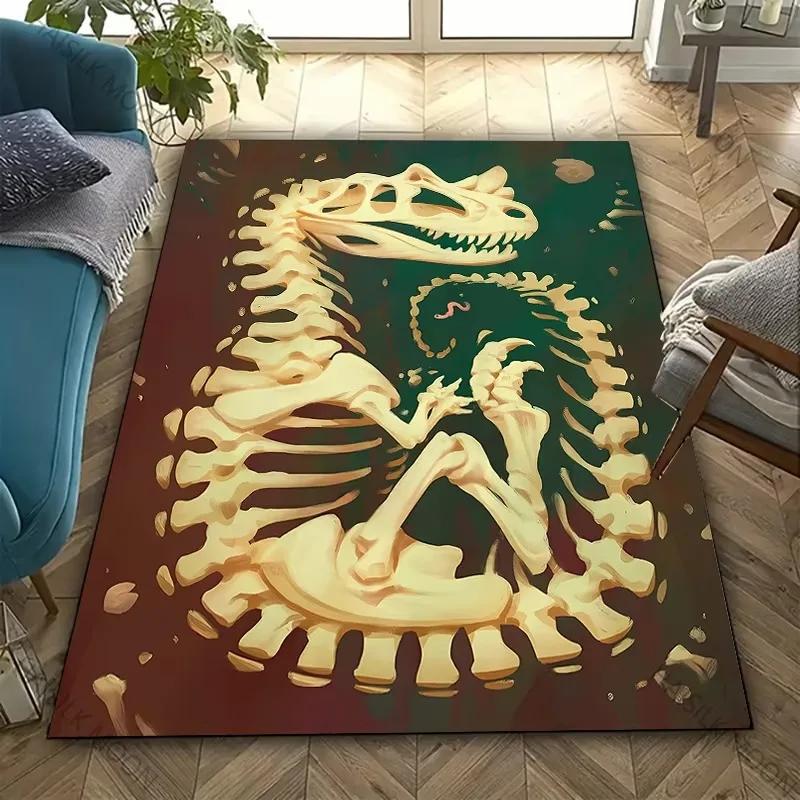 Dinosaur Fossil Theme Carpet Is Suitable for Children's Room Bedroom Living Room Office Durable Non-slip Large Area Mat Soft Rug