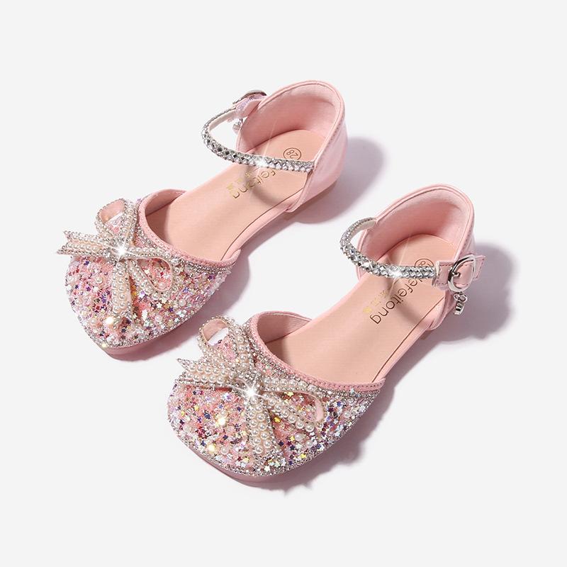 Girls Sandals Little Girls Princess Shoes Baby Girls Summer New Crystal Shoes Children's Flat Shoes Soft Sole Shoes