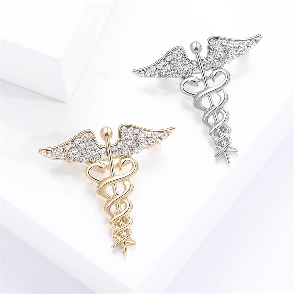 Super Beautiful Creative Rhinestone Angel Wing Snake Shaped Brooch, Elegant Men's and Women's Clothing Decoration Brooch