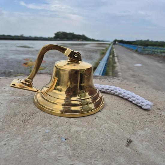 Solid Brass Hanging Ship Bell Home Office Decor 10.16 cm Housewarming, Weddings, Birthdays, Anniversaries, Christmas Gift