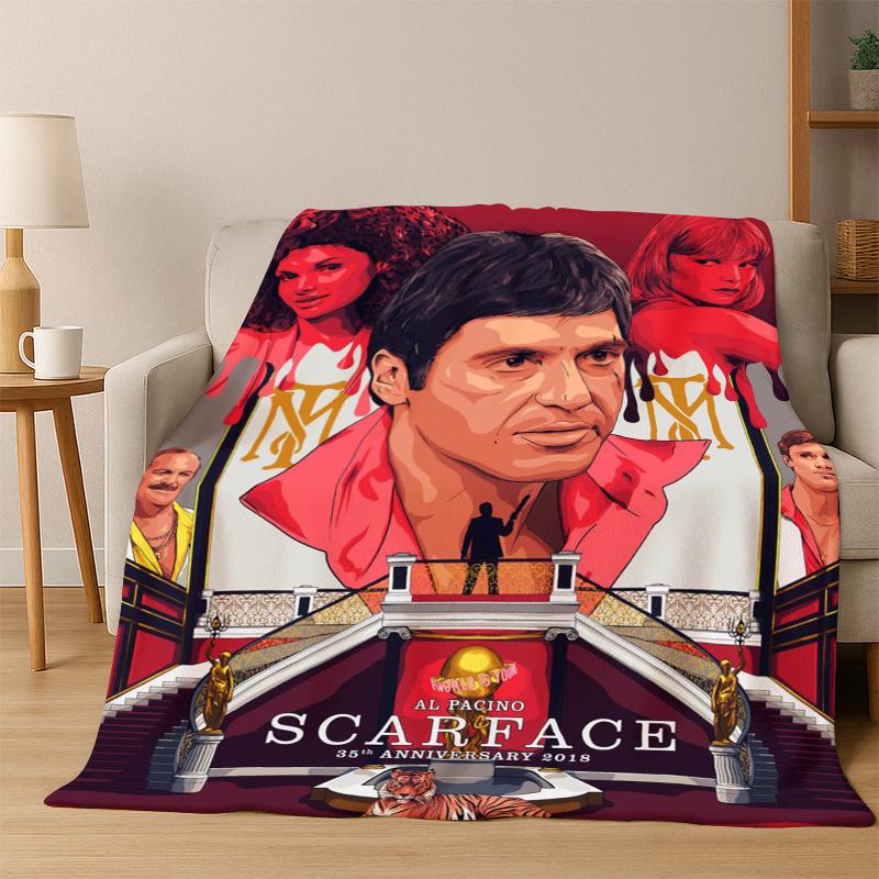 Scarface Classic Movie Tony Flannel Blanket Soft Warm Blanket Throw Blanket for Bedroom Living Room Bed Travel Picnic Gift kid