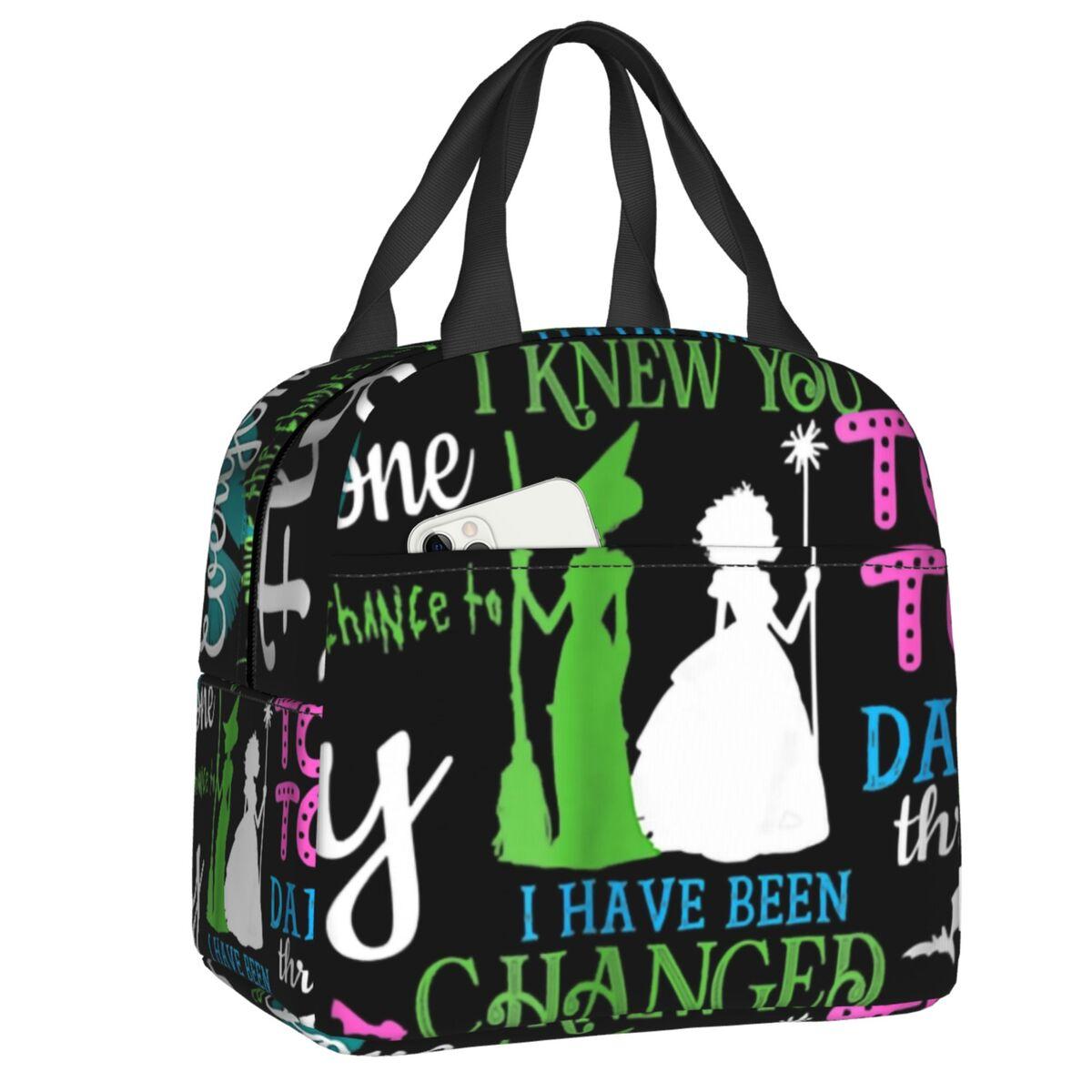 Custom Wickeds Musical Movie Insulated Lunch Bag for Women Portable Cooler Thermal Bento Box Office Work School 22x20x13cm