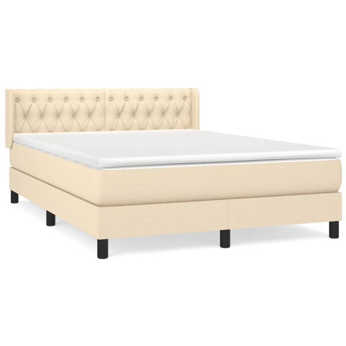 3129958 vidaXL Lit à sommier tapissier avec matelas Crème 140x200 cm Tissu