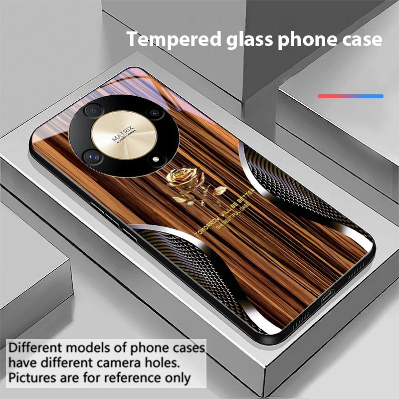 Wood Grain Snake For Honor Magic 6 50 70 90 Lite X7b 200 Pro Nova 10 Nova 5T X6 P30 Pura 70 Ultra Tempered Glass Phone Case