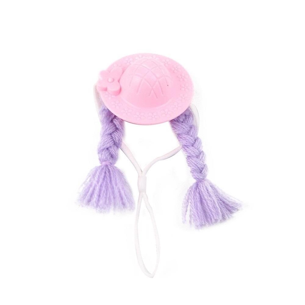 

Adjustable Fit Mini Pet Wig Braids Comfortable To Wear Parrot Fake Hair with Hat Role Play Fun Style 4