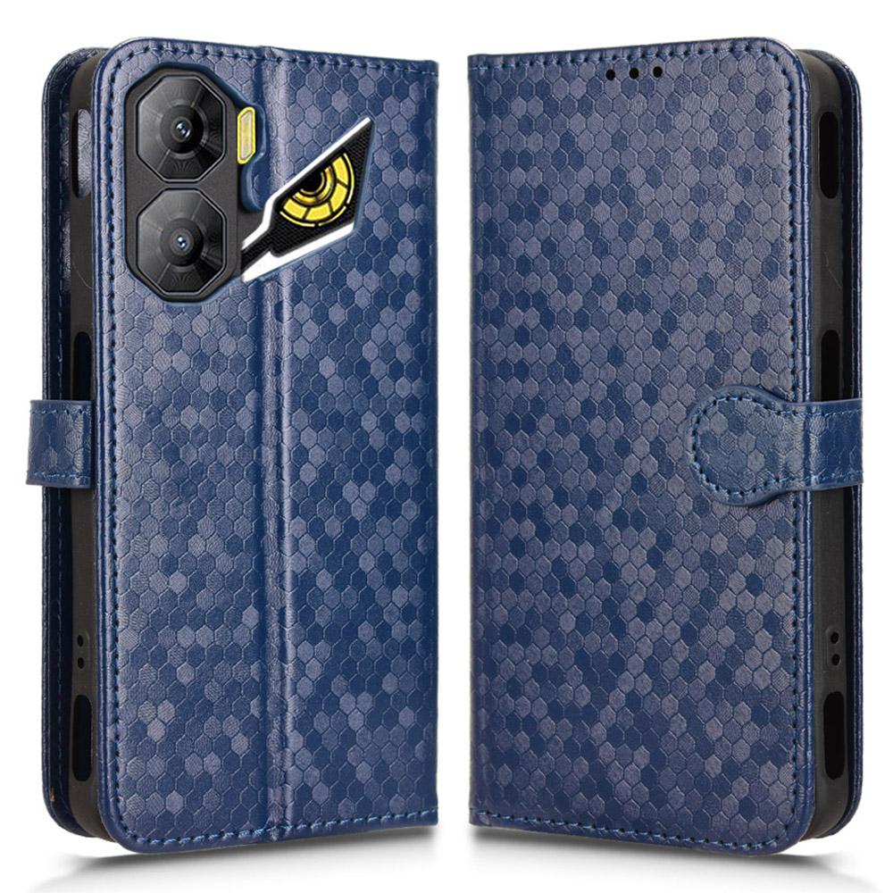 For ZTE Nubia Neo 3 5G Wallet Case Dot Pattern Imprint PU Leather Phone Cover with Wrist Strap