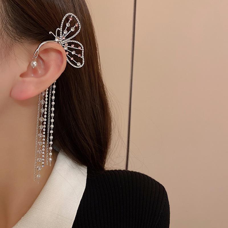 Fairy Butterfly Rhinestone Tassel Long Ear Hanging Girl