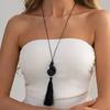 SHIXIN Fashion Creative Acrylic Conch Tassel Pendant Long Necklace for Women Adjustable Wax Thread Sweater Chain Jewelry Gifts