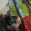 Johnature Women Vintage Patchwork Spring Chinese Style Print Floral O-Neck Long Sleeve Female T-Shirts