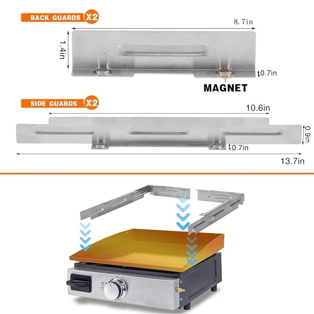 Stainless Steel Wind Guard 17/22/28/36-Inch Griddle Wind Screen Heat-Resistant BBQ Shield Durable Outdoor Cooking Versatile