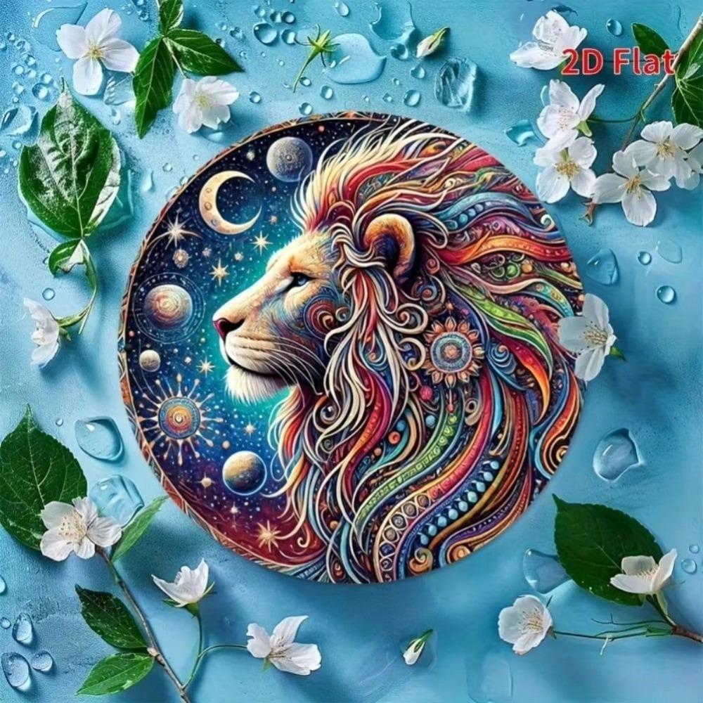 Zodiac Leo Tin Sign Wall Art Round Decor 2D Print Party Metal Plate