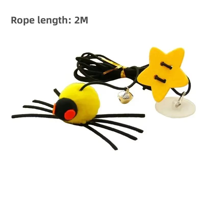 Cat Toy Hanging Door To Pet Relieve Depression Swinging Hanging Elastic Rope Feather Playing StickBall Spider Toys