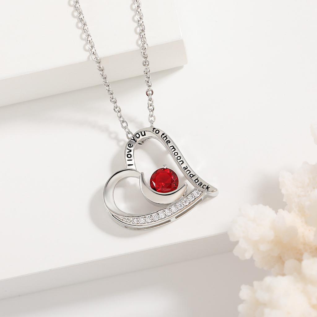 Valentine'S Day Gift Necklace, Love Forever Twelve Stars Stone Moon Heart Necklace