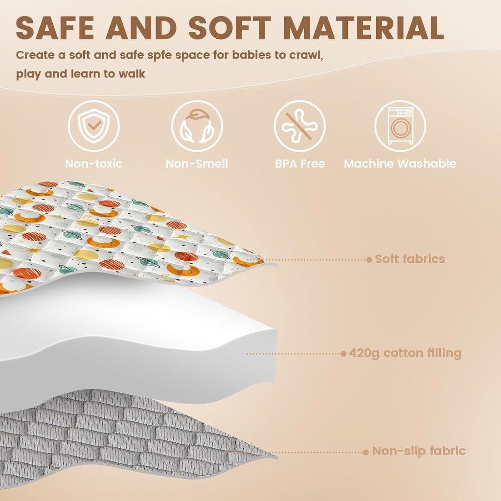 Baby Play Mat for Floor, 50x50 Inch Playmat for Playpen, Thicken Soft Padding Sponge Playmats for Babies and Toddlers Infants, Foldable and Machine