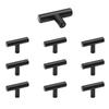 Set of 10 Black Stainless Steel Furniture Knobs 8 X 2 Cm – Rustproof Drawer/cabinet Handles with Screws