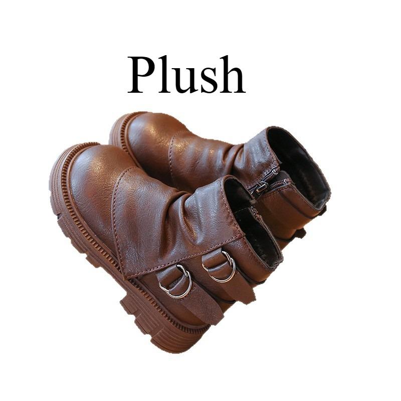 Children's Short Boots British Style Princess Boots Boys Non-slip Leather Boots