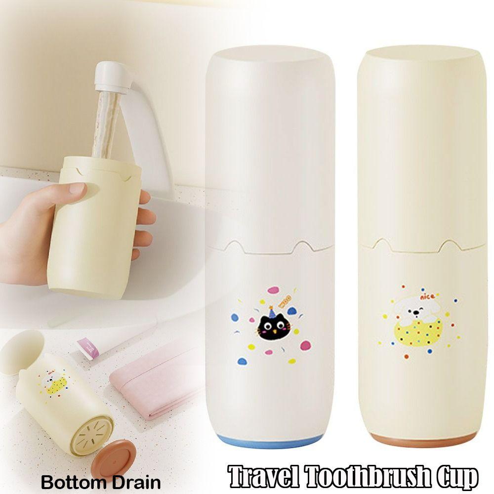 Bottom Drain Toothpaste Cup Holder Portable Dopamine Toothbrush Storage Box  for Bathroom Storage