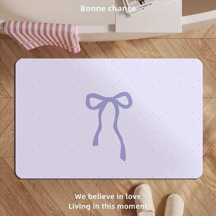 Bow Decor Non-Slip Bathroom Mat - Absorbent, Easy to Clean, Dirt-Resistant