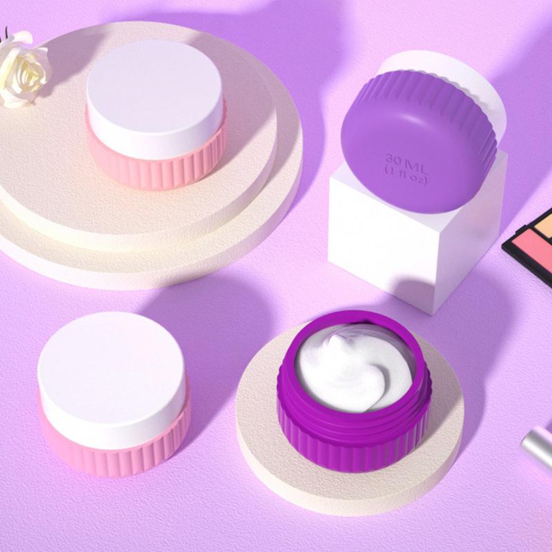 1/4Pcs Toiletry Travel Container Silicone Refillable Cream Jar Travel Container With Transparent Bag Leak Proof Travel Accessory