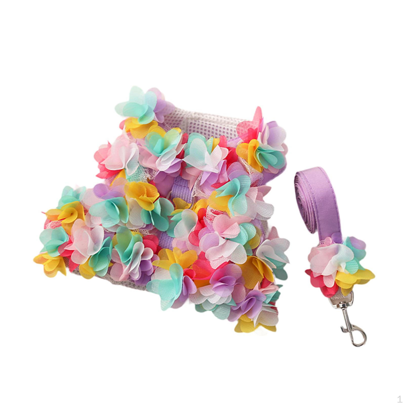 

Элегантный цветочный комплект поводков и шлейки для стильных питомцев L