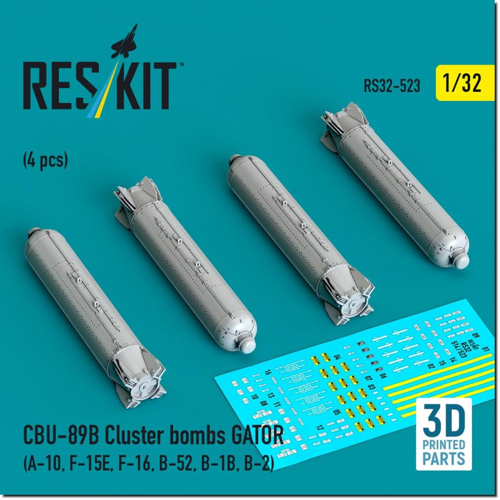 Reskit Gator Cluster Bomb Set Plastic Model Parts 1/32 CBU-89B 4-Piece RSK32-0523 (Airplane)