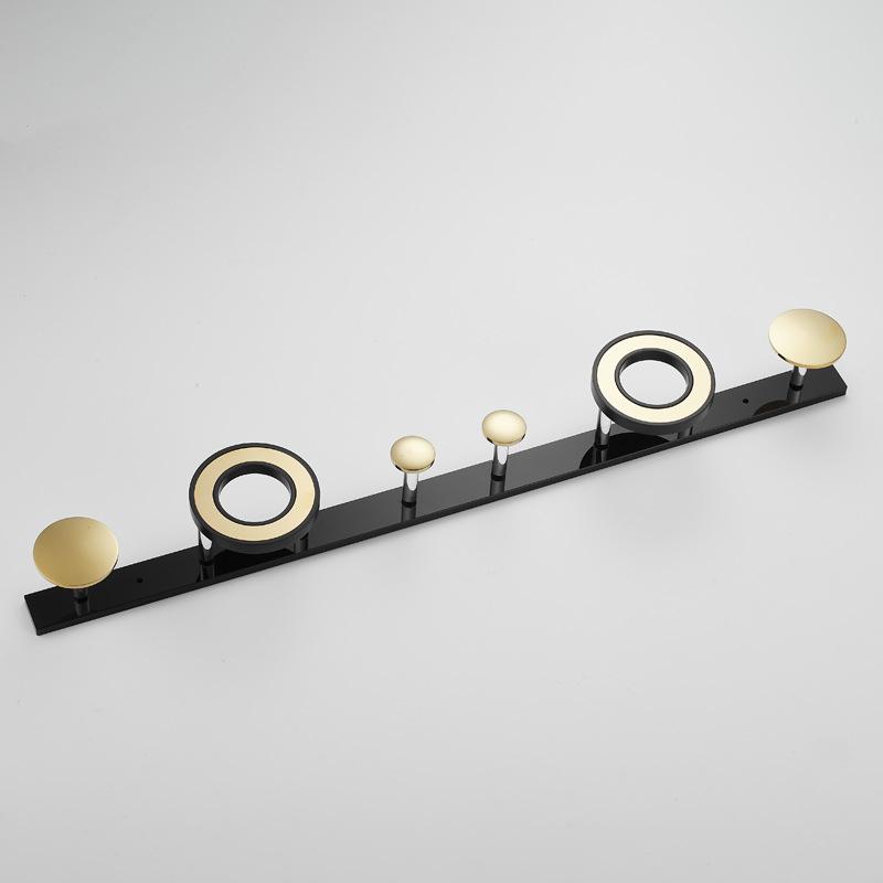 Tuqiu Robe Hook Towel Hanger Acrylic Clothes Hat Hook Black Gold Row Robe Hook Bathroom Brass Bath Hardware Set Kitchen Hanger