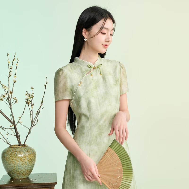 Sancai New Chinese Style Faux Two-Piece A-Line Dress