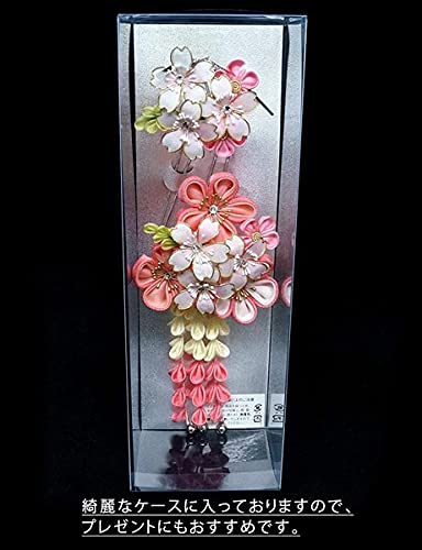 hair ornament ceremony knob cherry blossom 2-piece set, furisode, coming-of-age white, pink, work, crepe, wk-291-A