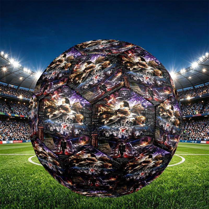 Final Fantasy Print Size 5 Soccer Ball, PU Wear Resistant Football for Match Training and Daily Practice, Birthday Gift for Soccer Fans