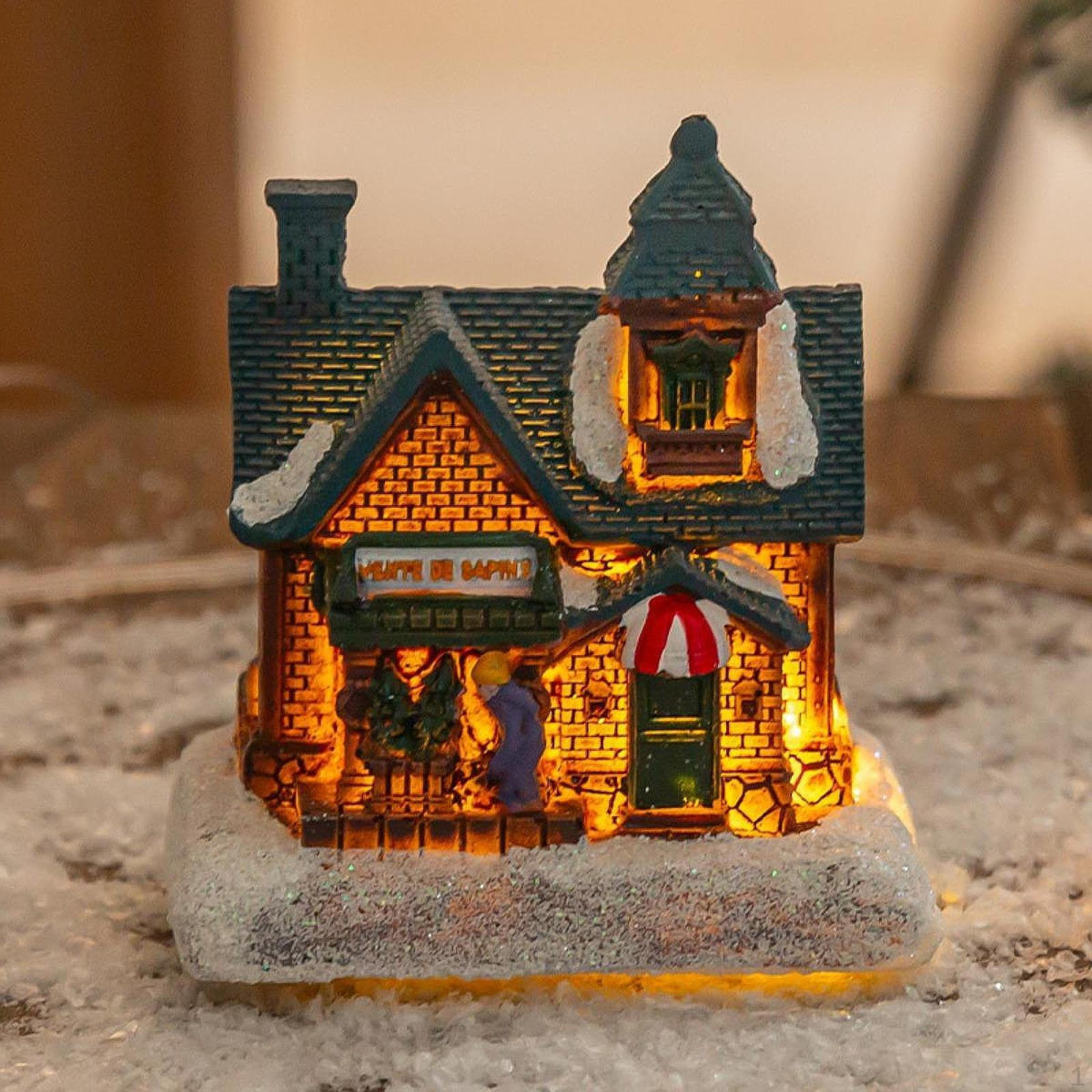 

12 Pieces Christmas Snow Houses Ornament Xmas Decor Collection Wedding Table Centerpieces Props